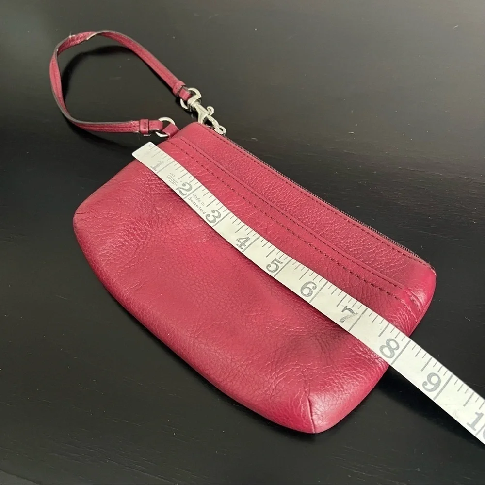 Coach Leather wristlet, dark red 8”x4.5”